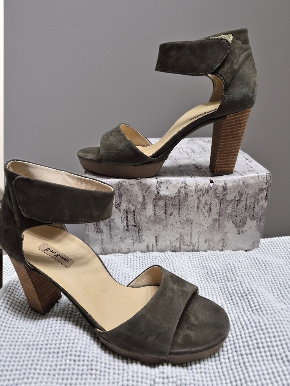 Paul Green Suede Heeled Sandals Women's Sz 10 Uk 7.5